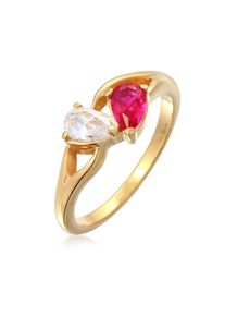 Silberring Elli "Ring Zirkonia Rubin Infintiy 925 Silber vergoldet" Gr. 58, gold, Fingerringe, Damen, 58, Silber 925 (Sterlingsilber), Silberring