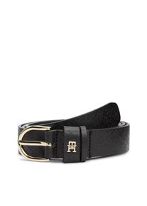 Lederg&uuml;rtel Tommy Hilfiger "EFFORTLESS 2.5 MONO", Damen, Gr. 130, schwarz, Web, Rindsleder, unifarben, G&uuml;rtel Lederg&uuml;rtel, Gr&ouml;&szlig;enverstellbar durch Schnalle