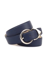 Lederg&uuml;rtel Anthoni Crown, Damen, Gr. 95, blau, Rindsleder, unifarben, G&uuml;rtel Lederg&uuml;rtel, in Hirschpr&auml;gung mit abgesteppten R&auml;ndern
