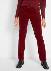 Cordhose bonprix "Stretch-Cordhose, Bootcut", Damen, Gr. 44, N-Gr, rot (kastanienrot), Cord, Obermaterial: 98% Baumwolle, 2% Elasthan, unifarben, regular fit lang, Hosen Cordhose, aus Baumwolle mit Elasthan, Regular Fit, Bootcut-Beinform