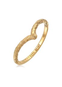 Silberring HAZE & GLORY "Ring V-Form Vintage - Feel Alive 375 Gelbgold" Gr. 52, gold, Fingerringe, Damen, 52, Gelbgold 375, Silberring