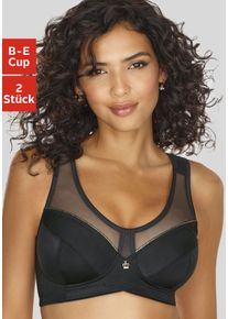 Entlastungs-BH Nuance, Damen, Gr. 110, Cup B, schwarz-wei&szlig; (schwarz, wei&szlig;), Microtouch, Obermaterial: 75% Polyamid, 25% Elasthan, BHs Entlastungs-BH, mit modischen Netzeins&auml;tzen, Topseller