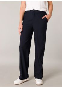 Stoffhose Base Level, Damen, Gr. 42, L&auml;nge 32, blau (dunkelblau), Stoff, Obermaterial: 77% Viskose, 20% Nylon, 3% Elasthan, normal, Hosen Stoffhose, Sommerhose mit Schlag und Elasthan