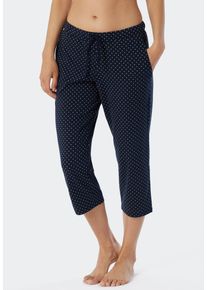 3/4-Hose Schiesser "Mix + Relax", Damen, Gr. 48, N-Gr, blau (dunkelblau, gem.), Single Jersey, Obermaterial: 95% Baumwolle, 5% Elasthan, bequem 3/4-L&auml;nge, Hosen 3/4-Hose, seitliche Taschen, Bindeband