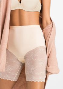 Shapingleggings bonprix, Damen, Gr. 50, N-Gr, beige (puder), Obermaterial: 80% Polyamid, 20% Elasthan. Netzfutter: 84% Polyamid, 16% Elasthan. Spitze: 88% Polyamid, 12% Elasthan, Hosen Shapingleggings, elastisches Material, mittlere Formkraft, mit dekorativer Spitze