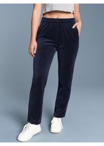 Jerseyhose TRIGEMA "TRIGEMA Nicki Hose mit praktischen Eingrifftaschen", Damen, Gr. S, Normalgr&ouml;&szlig;en, blau (navy), Jersey, 80% Baumwolle, 20% Polyester, Basic, Hosen Jerseyhose