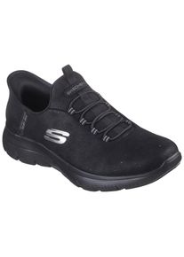 Slip-On Sneaker Skechers "SUMMITS", Damen, Gr. 41, schwarz, Textil, unifarben, Schuhe Slip-On Sneaker, Slipper, Freizeitschuh, Halbschuh in veganer Verarbeitung