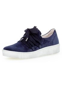 Plateausneaker Gabor, Damen, Gr. 36, blau (dunkelblau, marine), Veloursleder, Schuhe Plateausneaker, Slip-On Sneaker, Slipper, Schn&uuml;rschuh mit aufgesetzter Schn&uuml;rung