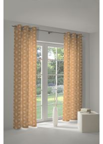 Vorhang Adam "Retro Floret" Gr. 1, gelb (curry), B:145cm H:145cm, Jacquard, Baumwolle (Bio-Baumwolle), Gardinen, Vorhang, aus 100% Bio-Baumwolle