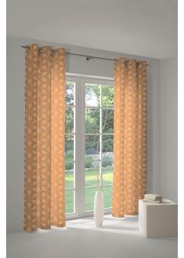 Vorhang Adam "Retro Floret" Gr. 2, gelb (curry), B:145cm H:175cm, Jacquard, Baumwolle (Bio-Baumwolle), Gardinen, Vorhang, aus 100% Bio-Baumwolle