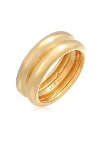 Partnerring Elli Premium "Ring Bandring Double Unisex 925 Ring rhodiniert" Gr. 58, gold, Fingerringe, Damen, 58, Silber 925 (Sterlingsilber), Partnerring