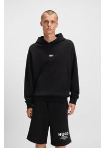 Hoodie HUGO BLUE "Nazardo", Damen, Gr. L, schwarz (schwarz005), Sweatware, Obermaterial: 100% Baumwolle, relaxed fit normal, Rundhals, Rippb&uuml;ndchen, Sweatshirts Hoodie