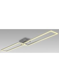 B.K.LICHT LED Deckenleuchte "BK_FR1502 Frame LED-Deckenlampe, 2-flammig, Schwenkbar, Chrom-Alu", grau (chromfarben), 1, H: 8cm, 1 Stk., Leuchten, 40W, B&uuml;roleuchte, 3000 K Warmwei&szlig;es Licht, 110x24,8x8 cm (LxBxH), LED Deckenleuchte