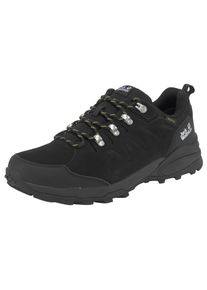 Wanderschuh Jack Wolfskin "REFUGIO TEXAPORE LOW M", Herren, Gr. 48, schwarz (schwarz, schwarz), Leder, Textil, Schuhe Wanderschuh, wasserdicht, Trekkingschuh