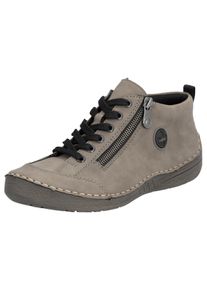 Schn&uuml;rboots Rieker, Damen, Gr. 40, grau (dunkelgrau), Nubuklederimitat, Schuhe Schn&uuml;rboots, Sneaker, Schn&uuml;rschuh, Outdoorschuh mit Rei&szlig;verschluss