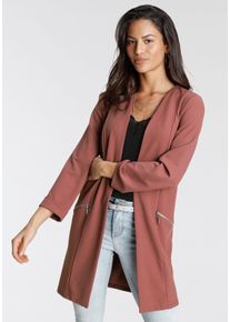 Longblazer Laura Scott, Damen, Gr. 44, bunt (rosebraun), Jersey, Obermaterial: 95% Polyester, 5% Elasthan, figurbetont, tiefer V-Ausschnitt, Blazer Longblazer, mit Rei&szlig;verschl&uuml;ssen, Topseller