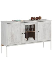 Sideboard OTTO HOME "Freya", beige (creme, wei&szlig;), B:130cm H:80cm T:35cm, Sideboards, Sideboard, Kommode mit 2 Holzt&uuml;ren, aus Massivholz, Breite 130 cm
