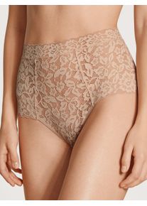 High-Waist-Slip Calida "Natural Comfort Lace", Damen, Gr. M (44/46), beige, Spitze, Obermaterial: 86% Polyamid, 14% Elasthan, unifarben, normal, Unterhosen High-Waist-Slip, weiche, verspielte Spitze, elastisch, extrabreiter Bund, bequem