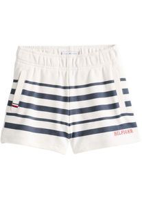 Sweatshorts Tommy Hilfiger "TOMMY SCRIPT CN SWEATSHORT", M&auml;dchen, Gr. 86, N-Gr, blau (schwarz night navy stripe), Sweatware, Obermaterial: 80% Baumwolle, 20% Polyester, gestreift, normal kurz, Hosen Sweatshorts, mit Tommy Hilfiger Script Schriftzug