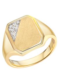 Fingerring Firetti "Schmuck Geschenk Silber 925 Herrenring Silberring Siegelring" Gr. 20, gelb (gelbgoldfarben, silberfarben, kristallwei&szlig;), Fingerringe, Herren, 20, Silber 925 (Sterlingsilber), 3,5mm, Fingerring, mit Zirkonia (synth.)