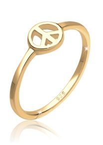 Silberring Elli "Ring Peace Frieden Symbol 925 Sterling Silber" Gr. 56, gold, Fingerringe, Damen, 56, Silber 925 (Sterlingsilber), Silberring