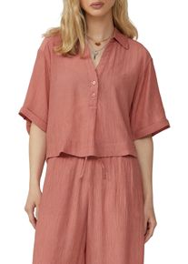 Kurzarmbluse QS, Damen, Gr. 40, orange (apricot), Obermaterial: 75% Viskose, 25% Polyamid, Strukturmuster, loose fit kurz, V-Ausschnitt, Umschlagbund, Blusen Kurzarmbluse, mit Struktur