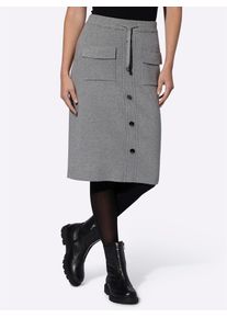 Strickrock Heine, Damen, Gr. 40, grau (grau, meliert), 50% Viskose, 28% Polyester, 22% Polyamid, unifarben, wadenlang, R&ouml;cke Strickrock