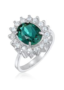 Silberring Elli Premium "Ring Cocktailring Quarz Gr&uuml;n Royal Zirkonia 925 Silber" Gr. 56, silber, Fingerringe, Damen, 56, Silber 925 (Sterlingsilber), Silberring