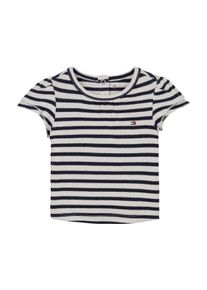 T-Shirt Tommy Hilfiger "STRIPED RIB TEE SS", M&auml;dchen, Gr. 86, blau (schwarz night navy), Rippware, Obermaterial: 95% Baumwolle, 5% Elasthan, gestreift, normal, Rundhals, Lagenoptik, Shirts T-Shirt, mit Streifenmuster