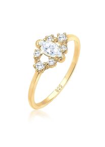 Verlobungsring Elli "Ring Verlobungsring Zirkonia Wei&szlig; 925 Sterling Silber" Gr. 56, gold, Fingerringe, Damen, 56, Silber 925 (Sterlingsilber), Verlobungsring