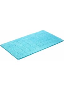 Badematte Vossen "Exclusive" Gr. 4, blau (light azure), H:20mm, Baumwolle, Badematten, Badematte, Badteppich, Uni-Farben, Karo Muster, Hoch-Tief Effekt, reine Baumwolle