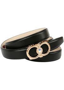 Lederg&uuml;rtel Anthoni Crown, Damen, Gr. 105, schwarz, Leder, unifarben, G&uuml;rtel Lederg&uuml;rtel, Femininer Lederg&uuml;rtel, Schlie&szlig;e mit Glitzersteinen