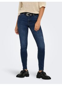 Jacqueline de Yong Skinny-fit-Jeans JDY "JDYFINA MW SKINNY ANK JNS DB NOOS DNM", Damen, Gr. XS (34), L&auml;nge 32, blau (dunkelblau denim), Denim/Jeans, Obermaterial: 98% Baumwolle, 2% Elasthan, unifarben, skinny fit, Jeans Skinny-fit-Jeans