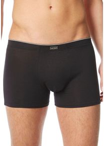 Boxershorts Bruno Banani "Short Infinity", Jungen, Gr. S, schwarz, Obermaterial: 47% Baumwolle, 47% Modal, 6% Elasthan, unifarben, k&ouml;rpernah, Unterhosen Boxershorts, mit kontrastfarbenen Logobund