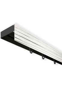 Gardinenschiene SN DECO GROUP "Vorhangschiene SH (1) mit Blende 5 cm" Gr. 6, schwarz (schwarz, eschefarben), L:300cm T:4,7cm, Kunststoff, Gardinenstangen, Gardinenschiene