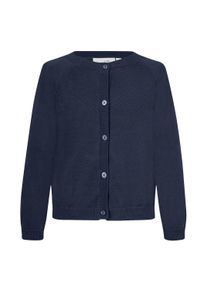 Strickjacke happy girls, M&auml;dchen, Gr. 152, blau (navy), Strick, Obermaterial: 100% Baumwolle, unifarben, regular fit h&uuml;ftlang, Rundhals, Raglan&auml;rmel Strickb&uuml;ndchen, Strickjacken Strickjacke, mit hochwertigem Strickmuster im vorderen Brustbereich