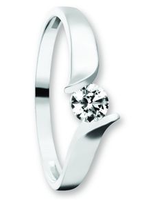 Goldring ONE ELEMENT "Zirkonia Ring aus 333 Wei&szlig;gold" Gr. 48, silber, Fingerringe, Damen, 48,mit Zirkonia, Wei&szlig;gold 333, Goldring