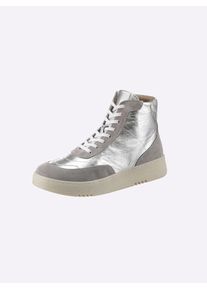 Sneaker Andrea Conti, Damen, Gr. 42, silber (silberfarben, grau), Glattleder, Leder, Rindsleder, Veloursleder, Schuhe Sneaker