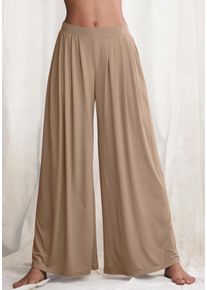 Schlupfhose Lascana "Extra Weit", Damen, Gr. 36/38, N-Gr, blau (taupe), Single Jersey, Obermaterial: 93% Polyester, 7% Elasthan, unifarben, weit lang, Hosen Schlupfhose, mit extraweit geschnittenen Beinen