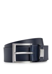 Lederg&uuml;rtel BOSS "Connio", Damen, Gr. 90, blau (dunkelblau 401), Leder, unifarben, G&uuml;rtel Lederg&uuml;rtel, silberfarbene Schlie&szlig;e & Logo-Schriftzug auf der Schlaufe