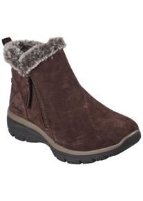 Winterboots Skechers "EASY GOING - HIGH ZIP", Damen, Gr. 41, braun (braun, kombiniert), Textil, Veloursleder, Schuhe Winterboots, Winterschuh mit Fellimitatkragen