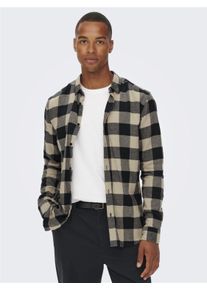 Only & Sons Karohemd ONLY & SONS "GUDMUND LS CHECKED SHIRT", Herren, Gr. XXL, N-Gr, blau (navy sanftes wei&szlig; kariert), Web, Obermaterial: 100% Baumwolle, kariert, schmal, Hemden Karohemd