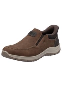 Slip-On Sneaker Rieker, Herren, Gr. 40, Textil, braun (braun, dunkelbraun), Leder, Lederimitat, Basic, Schuhe Slip-On Sneaker, Slipper, Freizeitschuh, Halbschuh mit Gummizug und Soft Einlegesohle