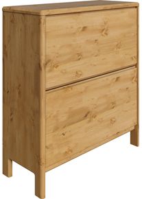 Schuhschrank OTTO HOME "Luven", beige (natur), B:82cm H:92cm T:34cm, Massivholz, Schr&auml;nke, Schuhschrank, FSC zertifiziertes Massivholz, mit 2 Klappen