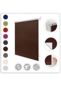 Seitenzugrollo LICHTBLICK ORIGINAL "Klemmfix Hitzeschutz" Gr. 16, braun (braun, braun), B:110cm H:150cm, Polyester, Rollos, Seitenzugrollo, mit Thermobeschichtung