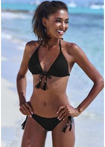 Triangel-Bikini ELBSAND, Damen, Gr. 36, Cup C/D, schwarz, Recycling-Polyamid, strukturiert, unifarben, Bikini-Sets Triangel-Bikini, aus trendiger Rippware