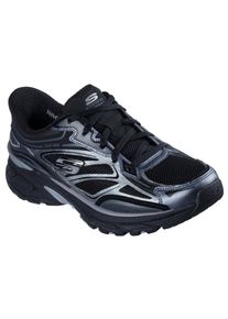Slip-On Sneaker Skechers "STAMINA SPORT", Damen, Gr. 35, Textil, schwarz, Lederimitat, Mesh, metallic, Schuhe Slip-On Sneaker, Retro Sneaker, Schn&uuml;rschuh mit Metallic-Bes&auml;tzen