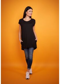 Longshirt Seidel Moden, Damen, Gr. 44, schwarz (schwarz, exklusiv bei otto), Jersey, Obermaterial: 95% Viskose, 5% Elasthan, unifarben, normal h&uuml;ftbedeckend, Rundhals, angeschnitten eingefasste Kante, Shirts Longshirt, MADE IN GERMANY, Topseller