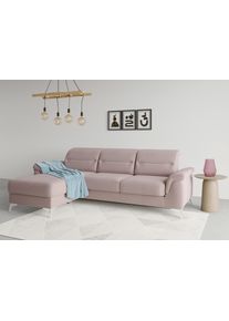 Sit & More Ecksofa SIT & MORE "Sinatra L-Form", lila (flieder), B:258cm H:85cm T:170cm, 90% Polyester, 10% Polyamid, Sofas, Ecksofa, mit Recamiere, optinal mit Kopfteilverstellung und Armteilfunktion