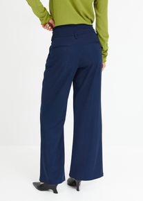 Stoffhose bonprix "Hose", Damen, Gr. 44, N-Gr, blau (dunkelblau), Obermaterial: 95% Polyester, 5% Elasthan, slim fit, Hosen Stoffhose, aus Polyester und Elasthan, hohes Bunddesign, Slim Fit Passform